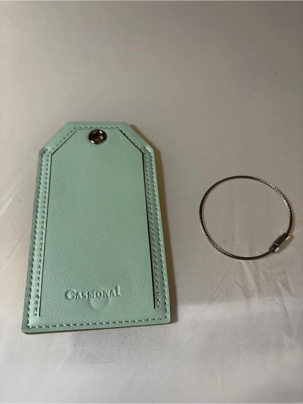 Casmonal 'And so Adventure begins' faux leather luggage‎ tag teal